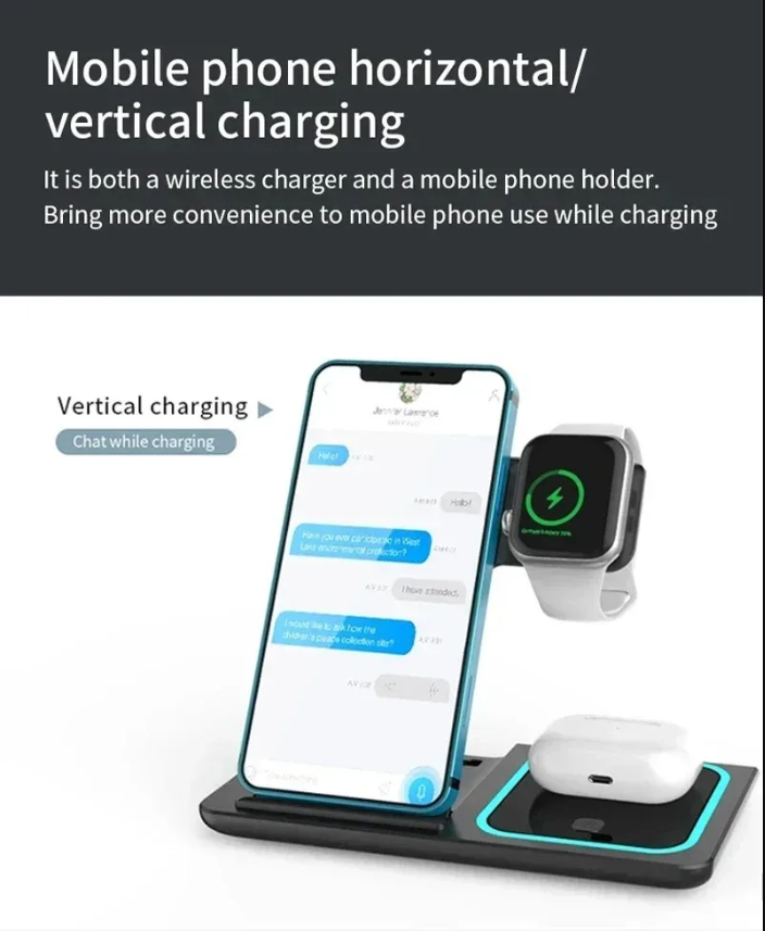 3 in 1 Wireless Charging Station – Fast, Safe & Convenient