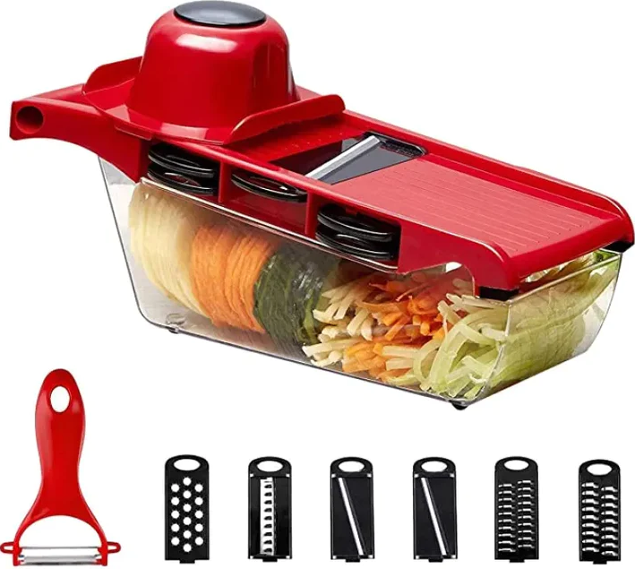 6 In 1 Vegetable Grater, Cutter with Stainless Steel Blades