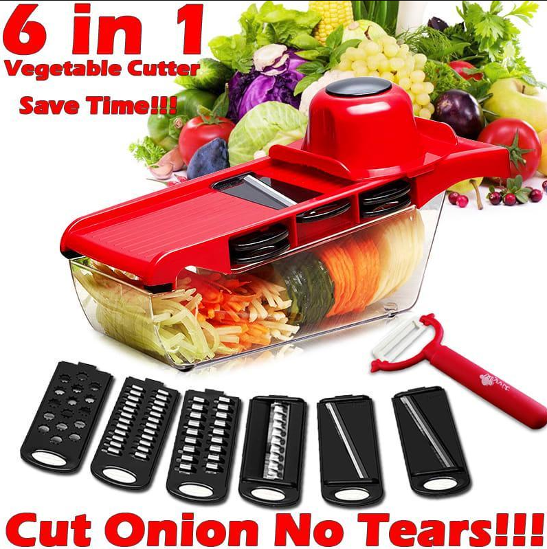 6 In 1 Vegetable Grater, Cutter with Stainless Steel Blades