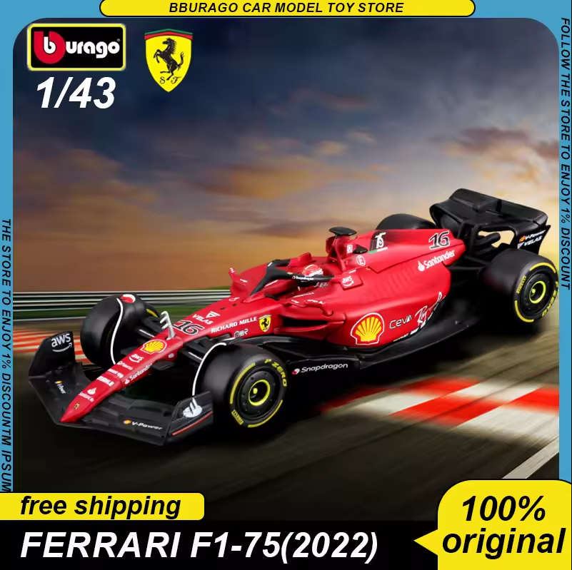 Ferrari F1-75 #16 – 1:43 Scale Diecast Model by Bburago 🏎️🔥