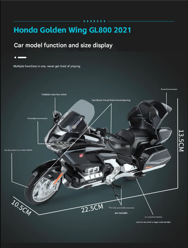 🏍️ Honda Gold Wing GL800 2021 Die-Cast Motorcycle Model
