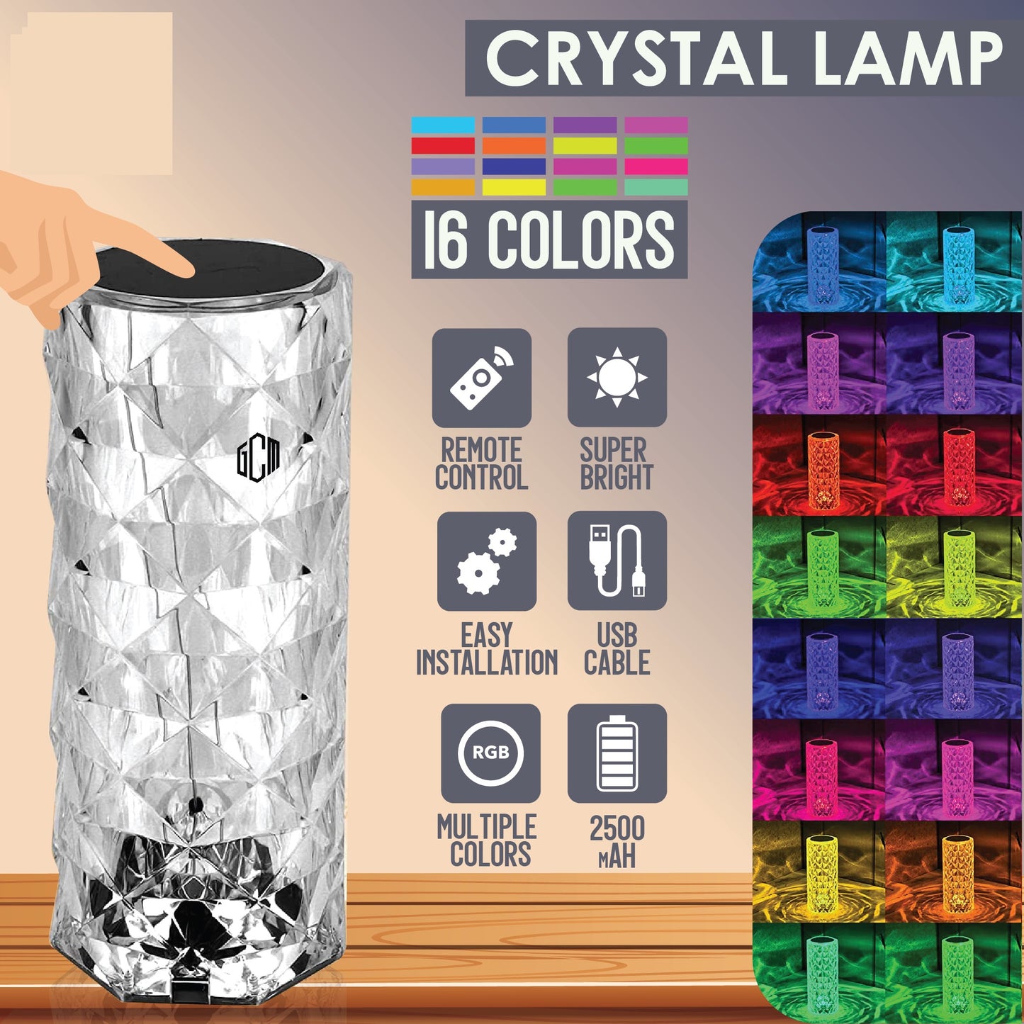 Large Crystal Lamp